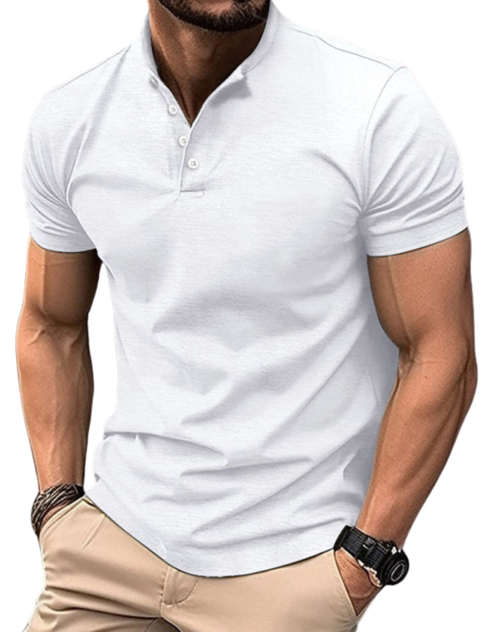 SHOPIQAT New Men's Button Henley Collar Sports Polo Shirt - Premium from shopiqat - Just $6.800! Shop now at shopiqat